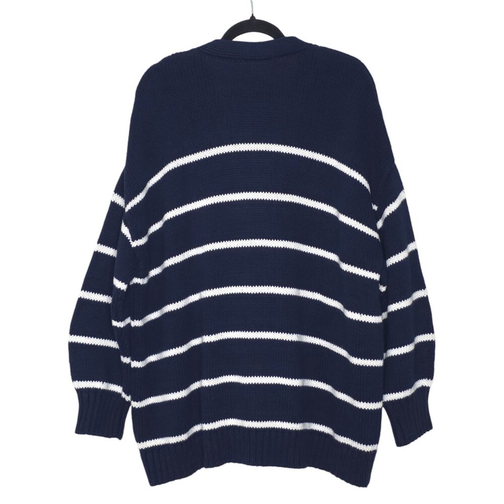Jenni Kayne Chloe Cardigan Navy Ivory Striped Cotton Button Front‎ Size M - Picture 7 of 11